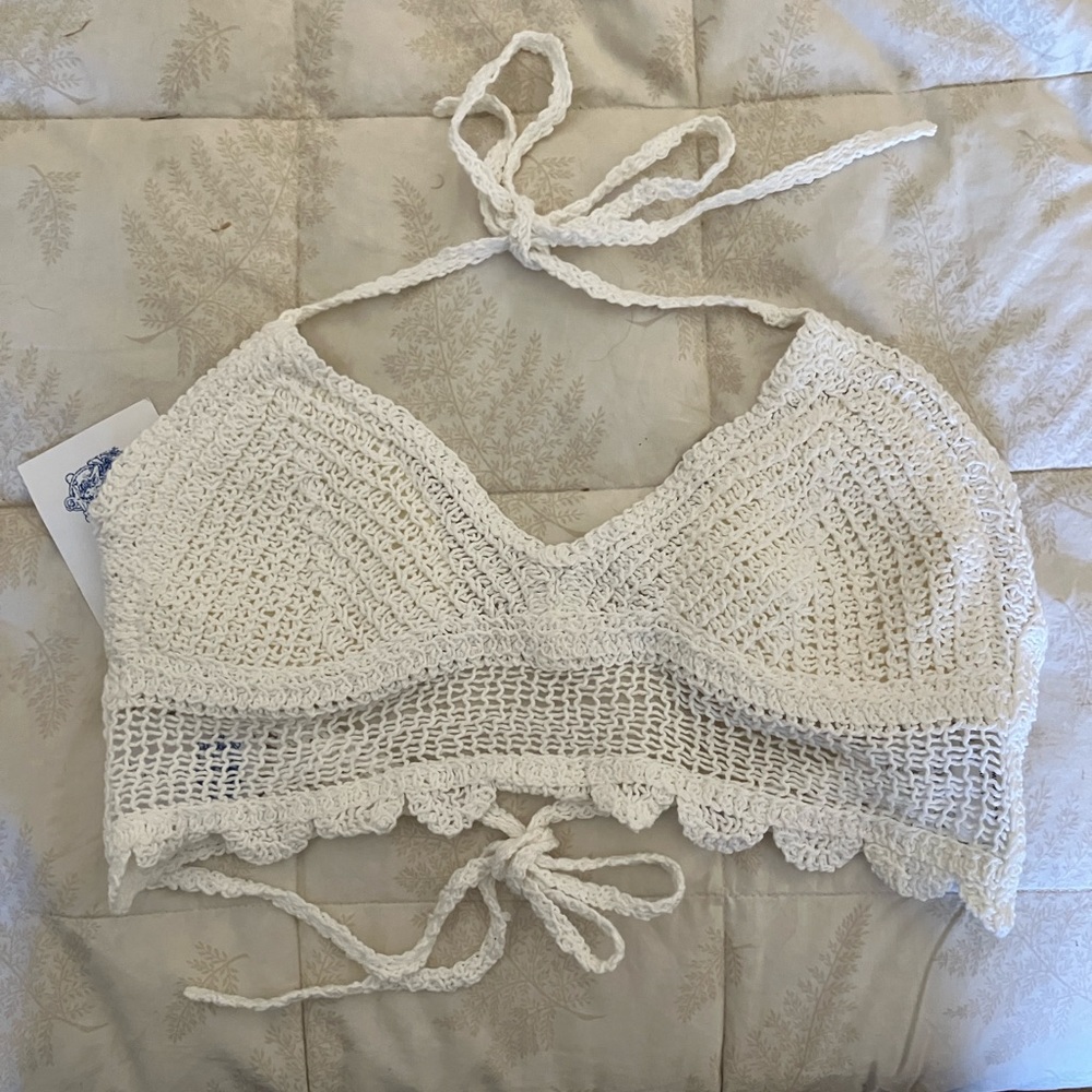 American Flirt Crochet Halter Top Small Boho lolita coquette romantic